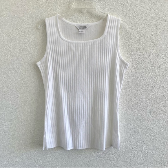 Misook Ribbed Knit White Sleeveless Tank Top Size Medium
